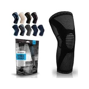 POWERLIX Leg Sleeve - Best Knee Brace for Leg Pain for Men & Women Knee Support for Running, Basketball, Volleyball, Weightlifting, Gym, Workout, Sports XXL (BLCK) (1P)