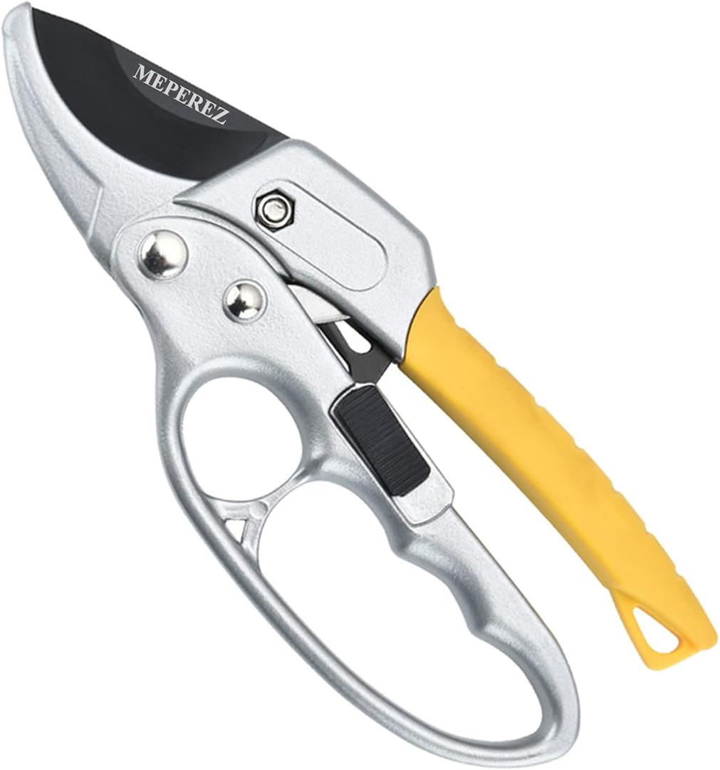 Germany Pruning Shears, Arthritis Weak Hand Snips, Work 3 Times Easier, 1-Inch Cut Capacity Garden Clippers, Ergonomic handle, Rust Resistant, High Strength Steel, Sharp