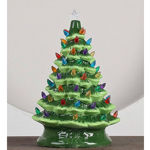 Bdor White Christmas Tree, 11inchs Table Top Christmas Trees, Exquisite Resin Christmas Ornaments with Lights & Snowflake, Christmas Decorations for Home/Room, for/Men/Women. (2)