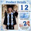 Graduation Leis Class of 2026 Artificial Flower Sash with 20 Sheets Number Iron on Patches DIY Grad Floral Lei Necklace for High School College Senior Grad Gifts Party Supplies(Blue)