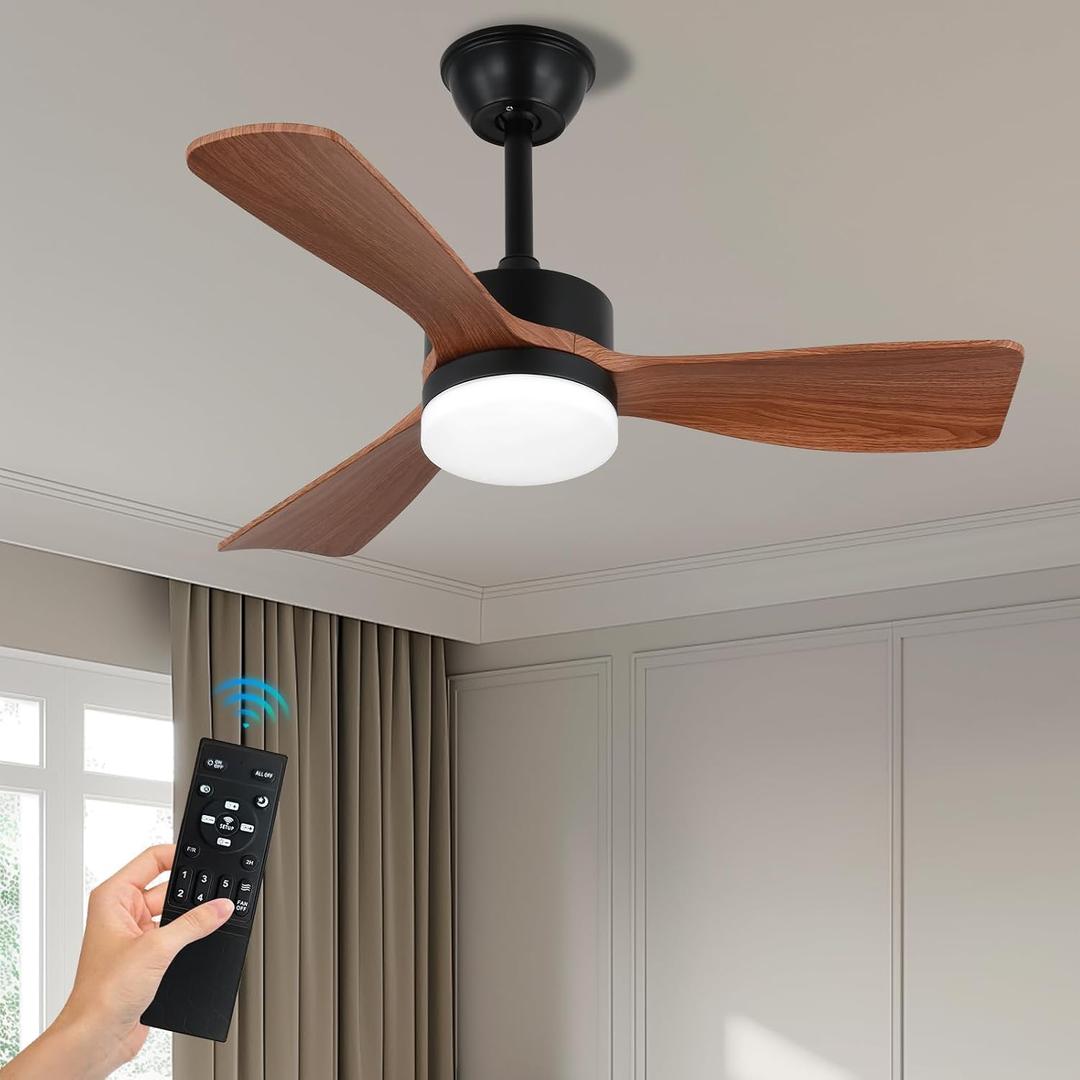 36" Ceiling Fans with Lights and Remote, Low Profile Ceiling Fan with Light Flush Mount, Dimmable Noiseless Reversible DC Motor Ceiling Fan for Dinning Room Bedroom Hallway, 3602-36"