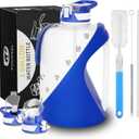 TOOFEEL 1 gallon water bottle - 128 oz water bottle with Straw & Chug Lid - BPA Free Big Water Bottle with Handle - Gym Water Bottle - Deep Blue and White