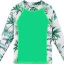 BAOHULU Girls Rash Guard Swimsuit 2 Pieces Long Sleeve Bathing Suit UPF 50+ Quick Dry Beach Swimwear Size 3-14 Years (Green)