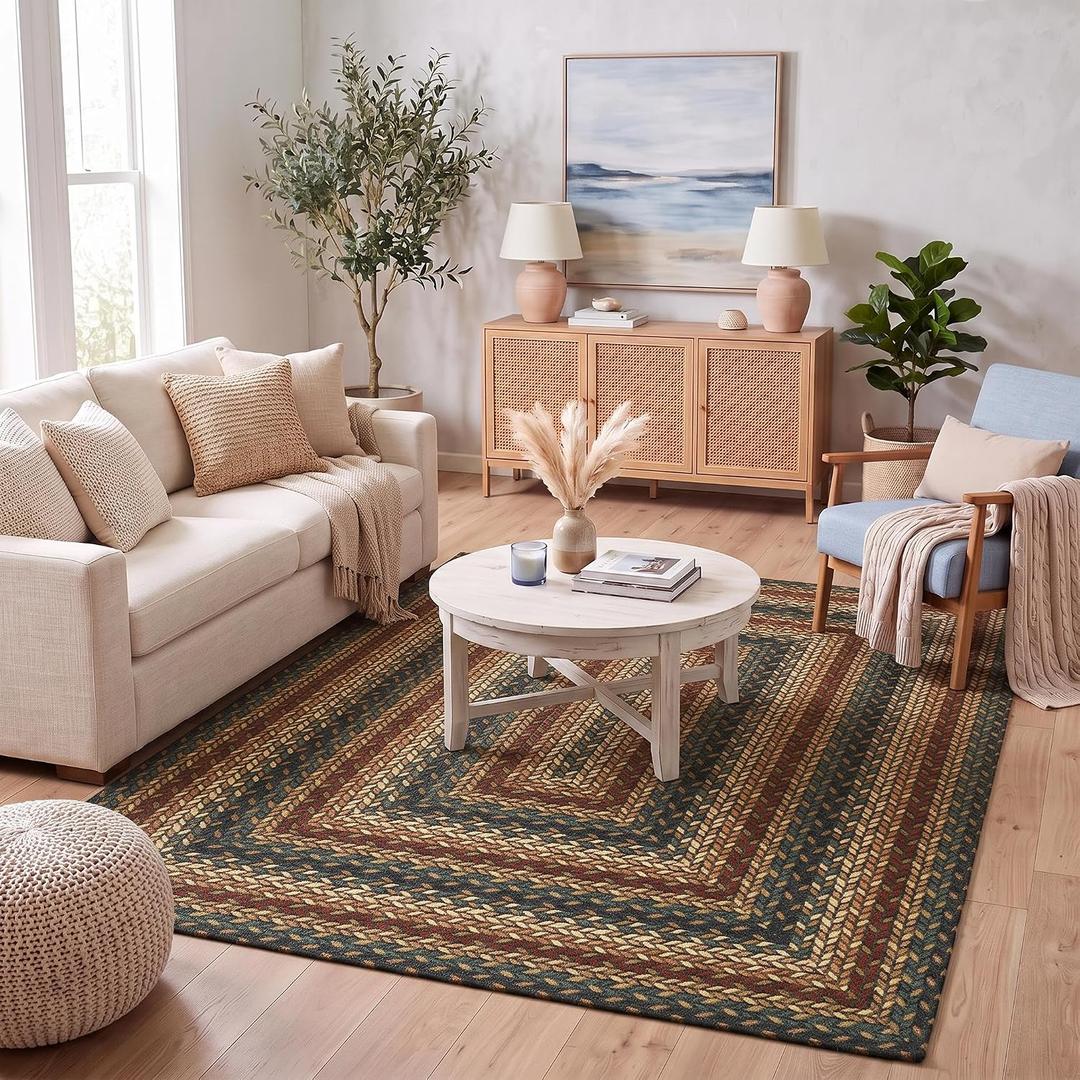 GarveeHome 5x7 Washable Rug for Bedroom Braided Easy Jute Living Room Rugs