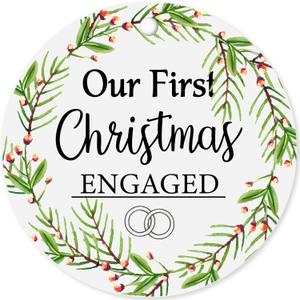 2 x Our First Christmas Engaged Ornament 2025, First Year Xmas Keepsake for Engaged Couple Gift, Christmas Engagement Ornaments, Engagement Gifts for Couples (2.9 Inch) (Multicolor 08)