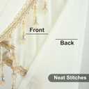 VOGOL Beige Retro Waterfall Valance, Vintage Light Reducing Silky Curtain for Cafe Wedding Home Decor, 79 Inch Wide Soft Touch Swag Valances with Tassels, 1 Panel, Top Rod Pocket
