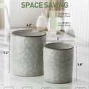 famiware Ocean Utensil Holder, 7.2"+5.8" Ceramic Kitchen Utensil Holder for Countertop, 2 Pieces Cooking Utensil Crocks, Utensil Organizer for Spatula & Spoon, Kitchen Decor, Set of 2, Gray