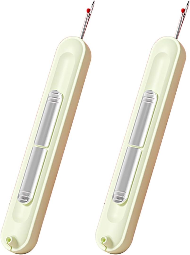 2 in 1 Needle Threader Seam Ripper2pcs Upgraded Plug-in Needle ThreaderStretchable Easy Needle Threading Tool for Hand Sewing Supplies (Green)
