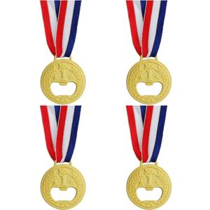 Cabilock 4PCS NO. 1 Bottle Opener Gold Medal Beer Opener Creative Gold Medals Jar Opener Beer Lid Remover Wine Beer Accessories for Competitions Party