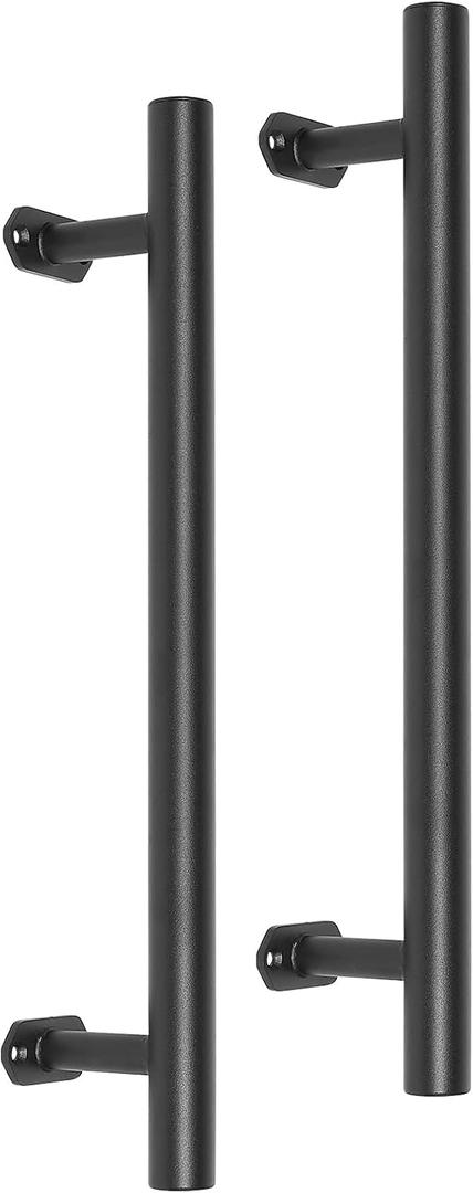16'' Black Iron Barn Door Handles 2 Pack, Metal Gate Handles for Outdoor Wooden Fences, Garage Shed Door Handles, Interior Furniture Closet Drawer Door Pulls
