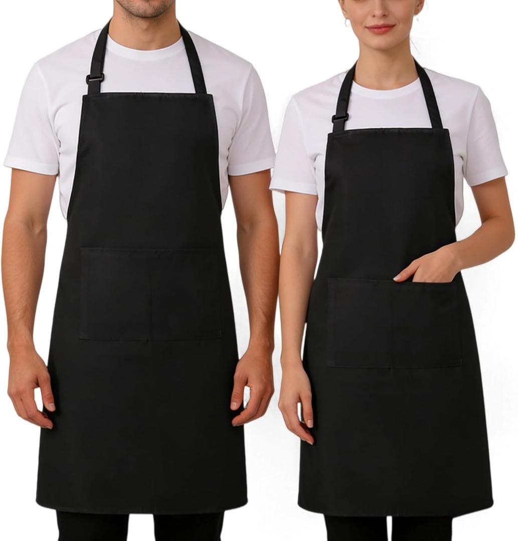 3 x 2 Pack Aprons for Cooking with Pockets for Women Men Chef Kitchen Apron BBQ Adult Bibs