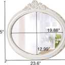 Rustic Oval Mirrors for Wall 18 X 24 Inch, Hanging Distressed White Oval Mirror Bathroom, Wooden Framed Farmhouse Mirrors for Wall Decor, Vintage Mirror with Carved Flower for Entryway
