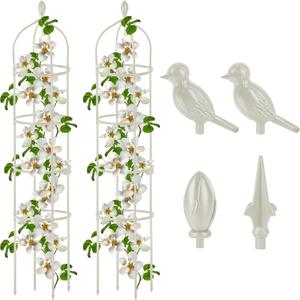 2 Pcs Garden Obelisk Trellis for Climbing Plants Outdoor 6 Ft Rose Bush Round Trellis for Pots Rustproof Metal Pipe with Plastic Coated Plant Flower Trellises for Clematis Vine Jasmine Support