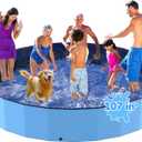107'' Foldable Dog Pool, Kiddie Pool, Heavy Duty Non-Slip Plastic Pet Wading Pool for Large Dogs, Indoor and Outdoor Kids Pet Dog Bathtub