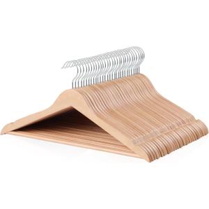 Wood Suit Clothes Hangers for Closet Organizer, Natural, 28-Pack