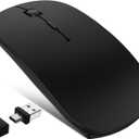 Wireless Mouse for MacBook Air Pro Mac iPad, Bluetooth Rechargeable Laptop Mice with Jiggler Mode, Silent 3 Mode Bluetooth 5.2/3.0 & 2.4G USB-A & USB-C Receiver Portable Mouse, Matte Black