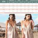 Womens Chemise Deep V Neck Lace Nightgown Slip Satin Sleepwear Nightdress (Black, M)