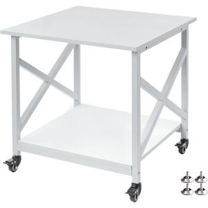 Fannova 23.6 x 23.6 Inches Large Printer Stand, 2 Tier Square Printer Table with Storage Shelf for Home Office, Multi-use Rolling Cart with Wheels for Laser, 3D Printer and Mini Fridge - White