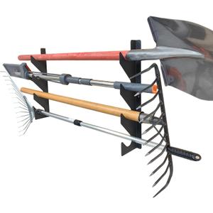 Wall Mount Garden Storage Tool Organizer, Heavy Duty Shed Tool Organizer for Shovels and Rakes, Tool Rack for Garage Organization & Storage, Holds 150 lbs Black