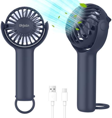 Ohjoin 2 IN 1 Portable Mini Handheld Fan with Keychain Stand, Personal Powerful Cooling Fan, Small Battery Operated Table Fan, Quiet Hand Fan, USB Rechargeable, Birthday Gifts for Women Mom (Blue, Dark Green, Pink), Set of 3