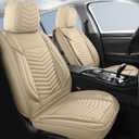 Car Seat Covers,Breathable and Waterproof Faux Leather Automotive Seat Covers for Cars,Universal Driver Seat Cover with Backrest for SUV Truck Sedan(Style1,2 PCS Front Seat,Beige)