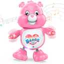 Baby Musical Easter Pink Bear Toy Dancing Crawling Tummy Time Toys, Light Up Infant Toys Birthday Easter Gifts Dancing Bear Musical Toy for Toddlers