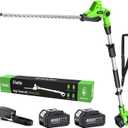 TaskStar Pole Hedge Trimmer Cordless: 20" Electric Long Reach Shrub & Bush Trimmer with Extension Pole, 2x4.0Ah Battery, Dual-Action Blade Hedge Clippers, 3000 SPM High-Speed Motor, 8-Feet Reach
