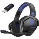 NUBWO Wireless Gaming Headset with Mic for Ps5 Ps4 PC, Zero Interference, 100-Hour Battery All-Day Play, 23ms Sync​ for Fortnite & Call of Duty/FPS Gamers, Triple Mode All Devices Compatible - Blue