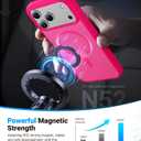 3 x Magnetic for iPhone 17 Pro Max Case, [Anti-Slip] [Military-Grade Drop Protection] [Camera Protection] Skin-Friendly Slim Matte Shockproof Protective Case for iPhone 17 Pro Max, Hot Pink