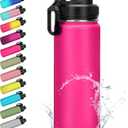 18 oz Stainless Steel Water Bottle with Spout Lid, Vacuum Insulated Double Wall Water Bottle Wide Mouth Leak Proof BPA Free Keeps Cold 18 Hours or Hot 8 Hours(Light Army Green)