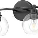 VONLUCE Bathroom Light Fixtures, 4-Light Bathroom Vanity Light with Globe Glass Shades E26 Sockets, Vanity Lights Over Mirror for Bedroom Hallway Living Room, Black Finish