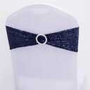 Dimatic 25 PCS Stretch Sequin Chair Sashes Chair Stretchy Spandex Bands for Wedding Reception Events Banquets Chairs Decoration (Navy)