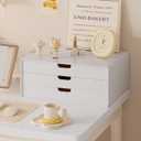 LitaEther Desk Organizer with 3 Drawers, ALEX Drawer Unit, Chic White Wood Cosmetic Makeup Organizer for Office Vanity Tabletop Storage 13.8"X 6"X10.2"
