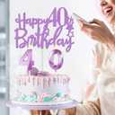 40th Birthday Decorations for Women Purple with 40th Birthday Sash and Crown, Cake Topper and Candles, Number Balloons, 40 Year Old Gifts for Women