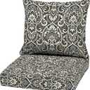 Arden Outdoor Deep Seat Cushion Set, 22 in x 24 in, Weather-Proof, Rain-Proof, Fade Resistant Patio Cushion Black Aurora Damask (1 Pack)