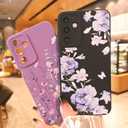 2 x for Samsung Galaxy A13 5G/A04S Phone Case, Fashion Flower Pattern Design Girls Women Liquid Silicone Cover, Slim Shockproof and Scratch-Resistant Soft Case for Samsung A13 - Black