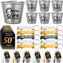 Domensi 30 Sets 50th Birthday Party Favors for Guests Bulk Include Cheers to 50 Years Short Cups Beer Bottle Opener Keychains Thank You Cards with Gift Bags and Ropes for Birthday Party Gifts