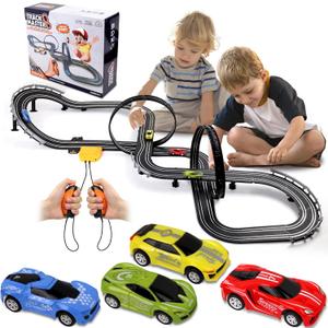 Slot Car Race Track Sets, 23ft Race Car Track for Kids with 4 Slot Cars , Dual Racing Race Track Set Features a Loop, Turns, Straightaways and a Crossover,Toys & Gifts for 3-15 Year Old Boys Girls