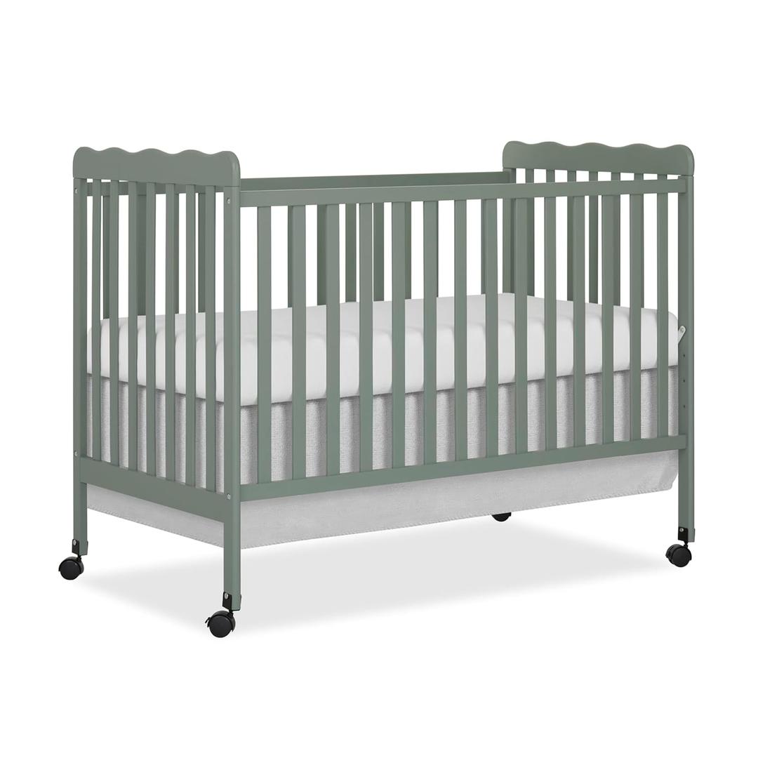 Dream On Me Carson Classic 3-in-1 Convertible Full-Size Baby Crib in Meadow Green, GreenGuard Gold & BSA, 4 Mattress Heights, Converts to Day & Toddler Bed, Locking Wheels, Classic Nursery Design