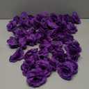 Bright Creations 50 Pack Purple Roses Artificial Flowers Bulk, 3 Inch Stemless Fake Silk for Decorations, Wedding, Faux Bouquets