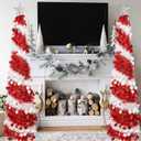 CCINEE 5ft Red Pop up Christmas Tree, Skinny Glittery Tinsel Artificial Collapsible Snowflake Sequin Pencil Tree for Holiday Party (Red and White)