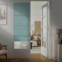 GoDear Design 99.99% Blackout Magnetic Roman Shades, No Drill Cordless Teal Natural Door Shades, Blue Green Woven Fabric Window Shades, Insulated Door Curtains & Blinds, 27" W x 65" L, Turquoise