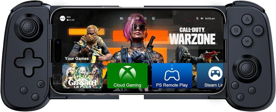 Wireless Phone Controller for iPhone/Android, Mobile Game Controller with Hall Joystick Suitable for Xbox Cloud Gaming, PS Remote Play, Steam Link, Call of Duty & More - Black