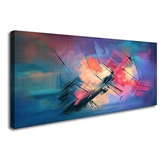 YYYYHPP YP0675 Canvas Wall Art Colorful abstract acrylic painting Wall Art Modern Art on Blue Background Picture Painting for Living Room Bedroom and Office Home Kitchen  YYYYHPP YP0675 Canvas Wall Art Colorful abstract acrylic painting Wall Art Modern Art on Blue Background Picture Painting for Living Room Bedroom and Office Home Kitchen