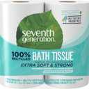 Seventh Generation Bath Tissue Toilet Paper Chlorine Free 2 Ply Toilet Paper 100% Recycled Paper 4 Count (Pack of 1)