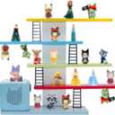 Wooden Hanging Shelf for Toniebox & Tonie Figures, Magnetic Wall Shelf for Kids, 12-35 Characters