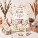 Kathfly 63 Pcs Neutral Boho Clothes Baby Shower Guest Book Alternatives Set A Sweet Little Baby Is On The Way Neutral Babies Shower Decoration Photo Frame Sonogram Frame Keepsake 60 Slice Guest Book