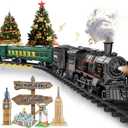 Electric Train Sets for Boys Girls Metal Alloy Christmas Trains Toys Steam Locomotive, Passenger Carriages, Tracks, Light & Sounds Rechargeable Birthday Gifts for Kids 3 4 5 6 7 8 + Years Old Green