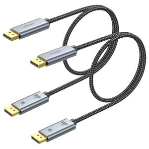 8K Displayport Cable 1.4: 1.5ft 2 Pack Gold-Plated Short DP Cord (8K@60Hz, 4K@144Hz, 32.4Gbps) HDR, DP to DP Cables Compatible with Gaming PC, Laptops, Monitor, Computer, Projector