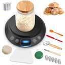 xoermioy Sourdough Starter Warmer Set – Precise 1°F Thermostat (70-120°F), 24H Timer, Smart Memory Warming On/Off - Fits Jars Up to 40oz, Sourdough Kit for Home Baking (Black)